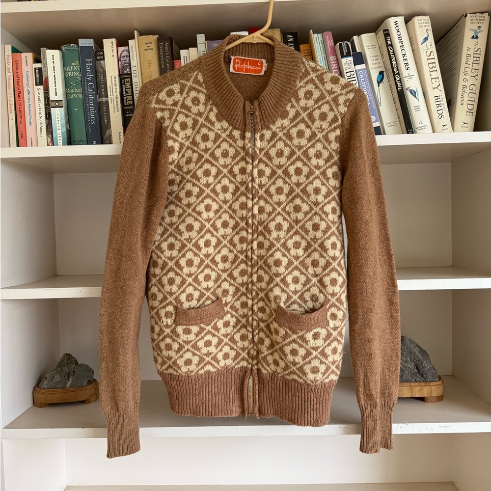 Pastel Brown and Cream vintage lambs wool sweater